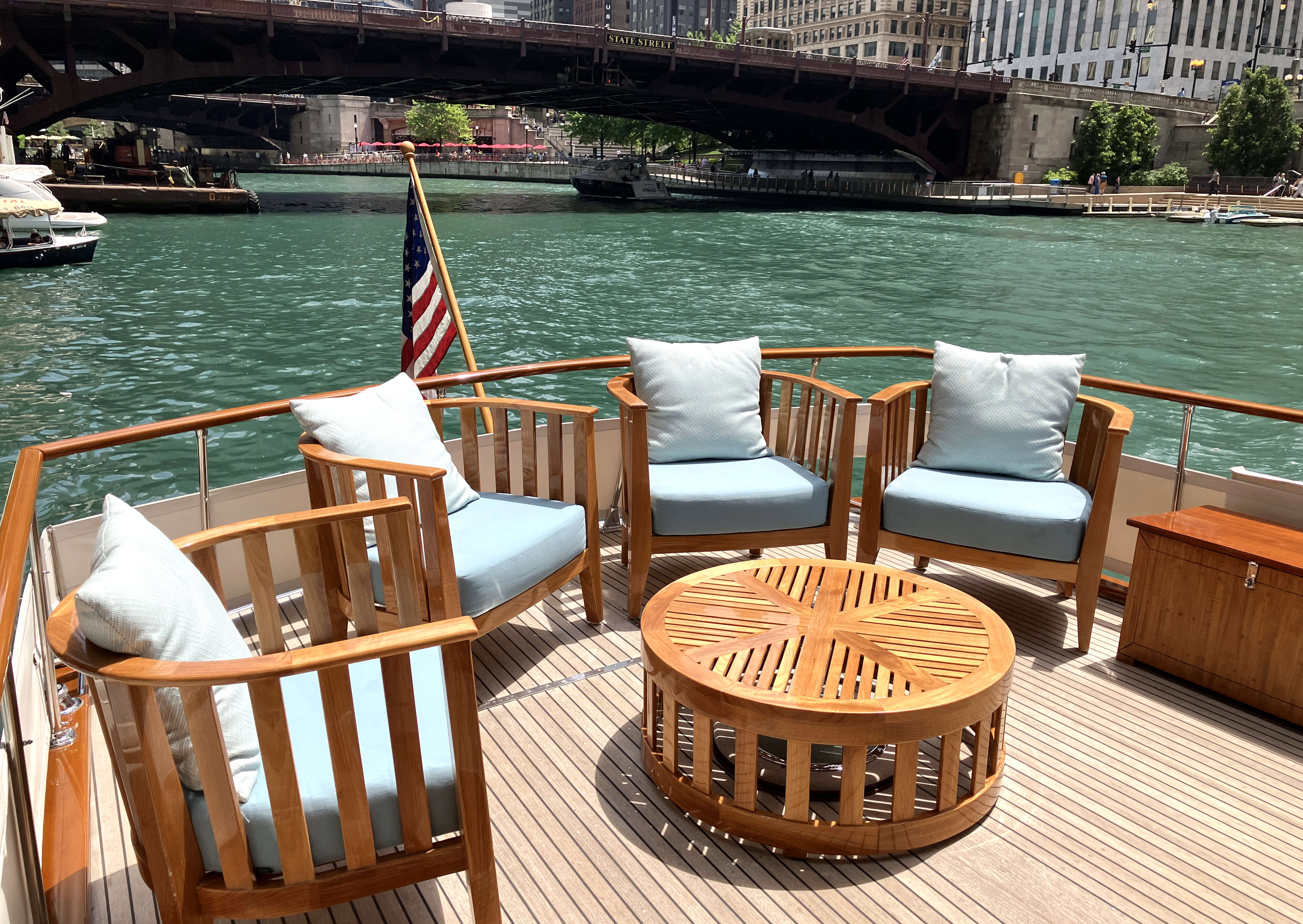 Chris Craft Pathfinder Yacht available for charter via the Chicago Boat Company